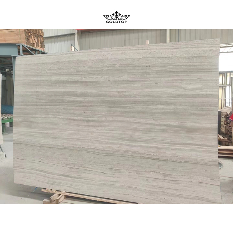 White Wood White Marble Slab