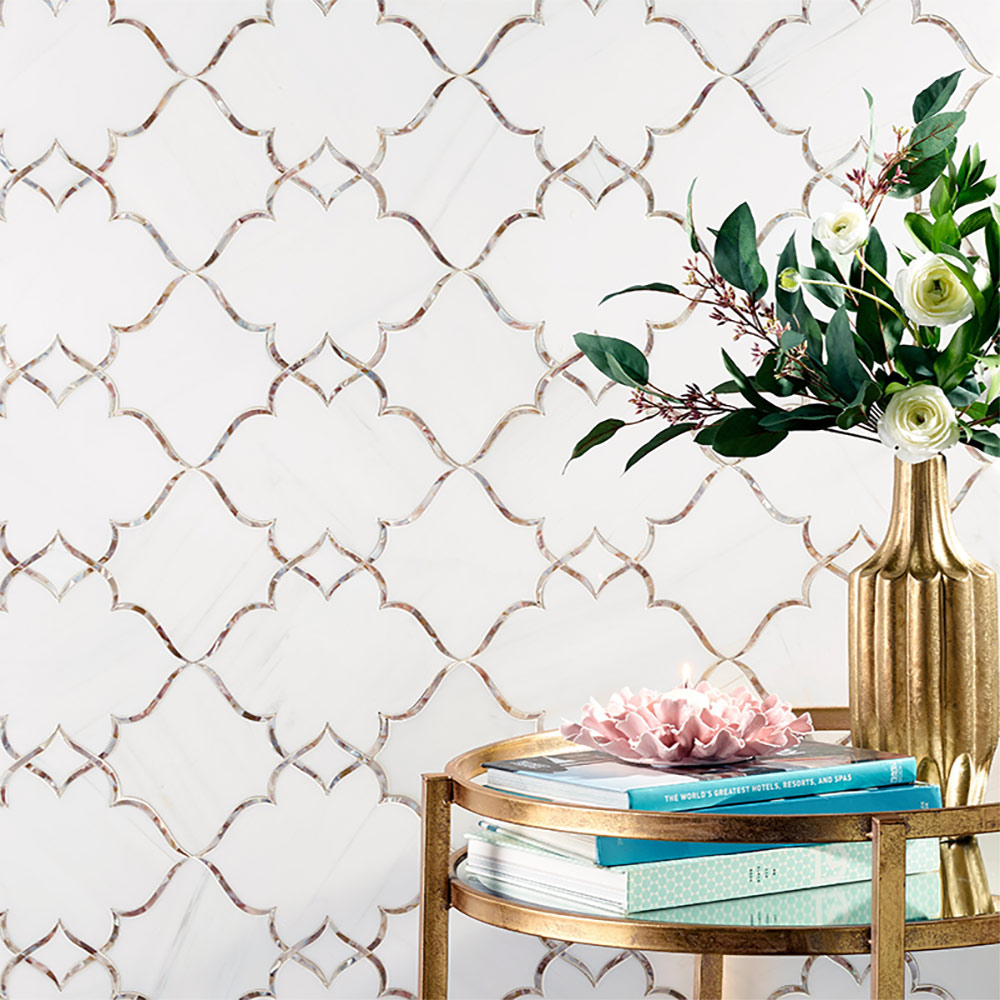 Dolomite Mother of Pearl Waterjet Mosaic Marble