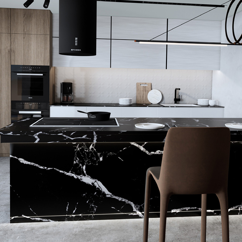Interstellar Black Fish Belly White Quartz Stone Plate