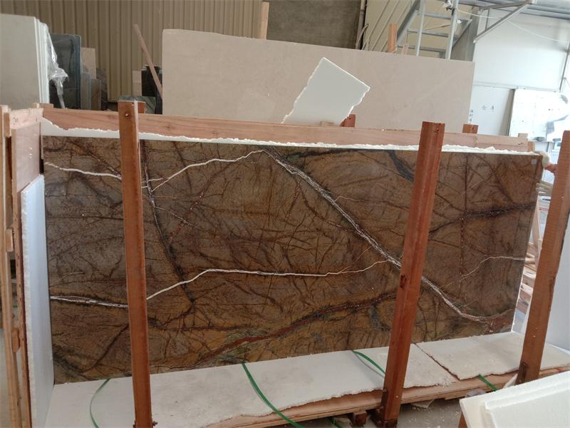 High-end Brown Granite Slabs White with gold veins