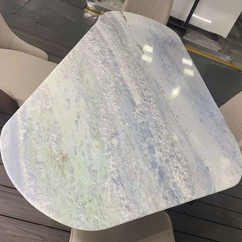Brazilian Blue Aura Crystal Marbles Nordic Style Slab Table