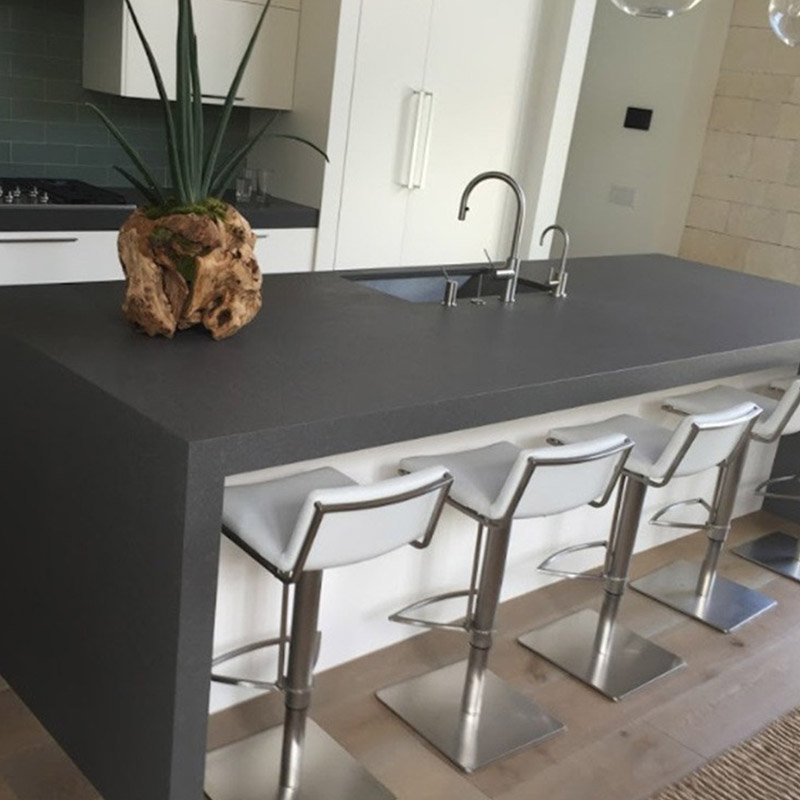 Gray Kitchen Sink Natural Marble Countertop Design 