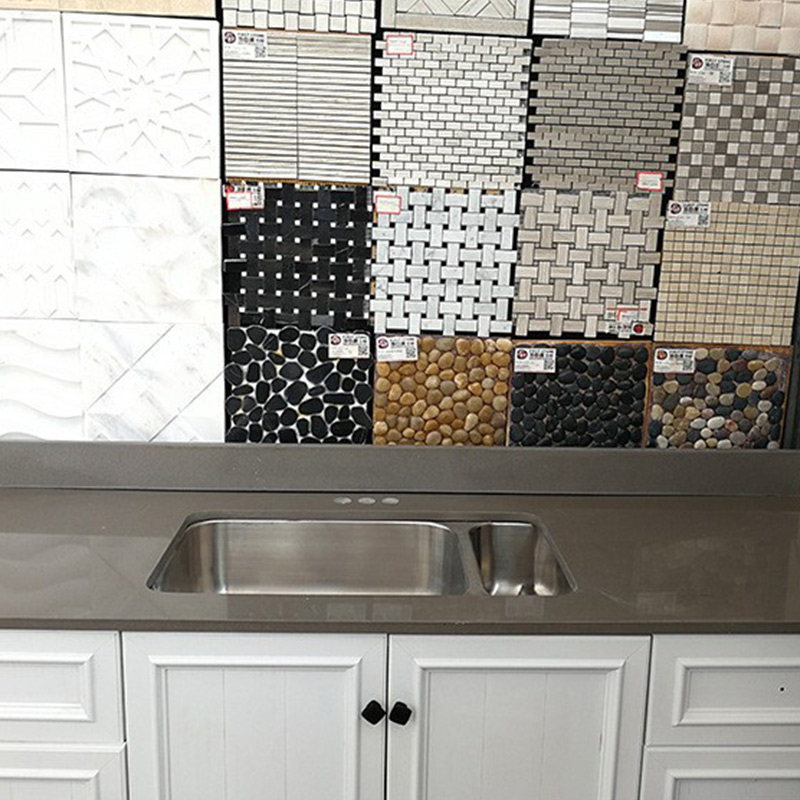 Gray Kitchen Sink Natural Marble Countertop Design