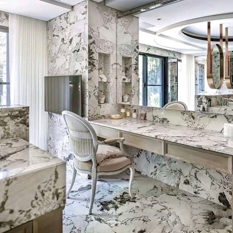 White Flower Granite Countertops Transparent Bathroom Kitchen