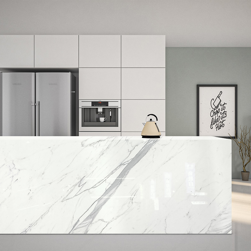 Classic Calacatta White Marble Grey Stripe Tiles Countertops