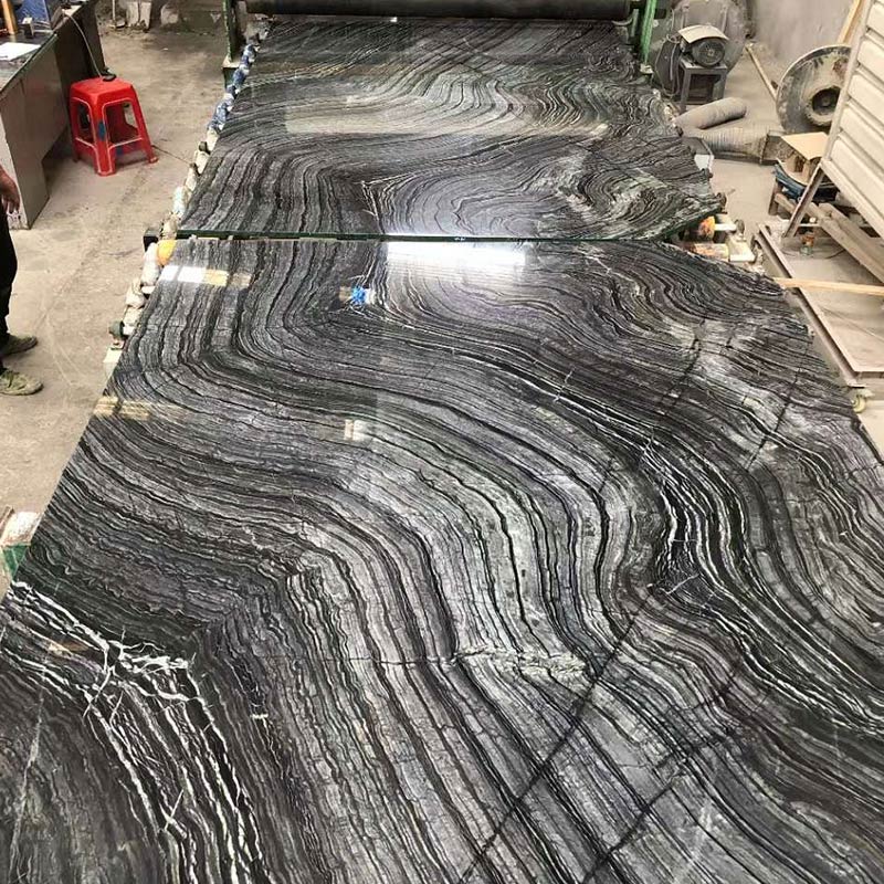 Black Ancient Wood Grain Marble floor tiles Slabs Suppliers