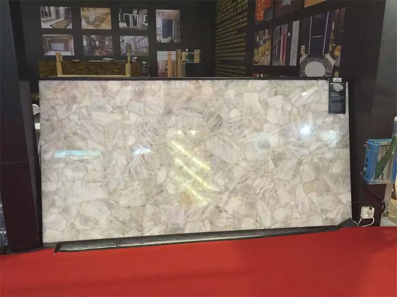 White Crystal Semi-precious marble Slab Tiles Manufacturer