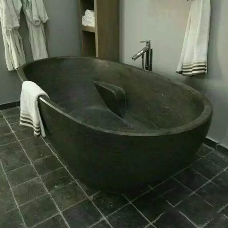 Cultured Black Marble Bathtub Freestanding Tub Hotel Villa For Sale