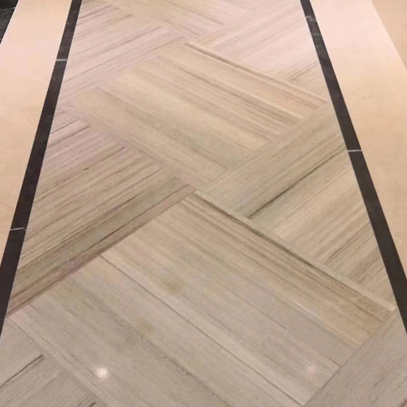 Beige Wood Grain Marble Floor Tile Stairs Stone