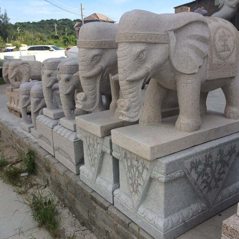 China Granite Elephant Statue Animal Ornaments Stone 