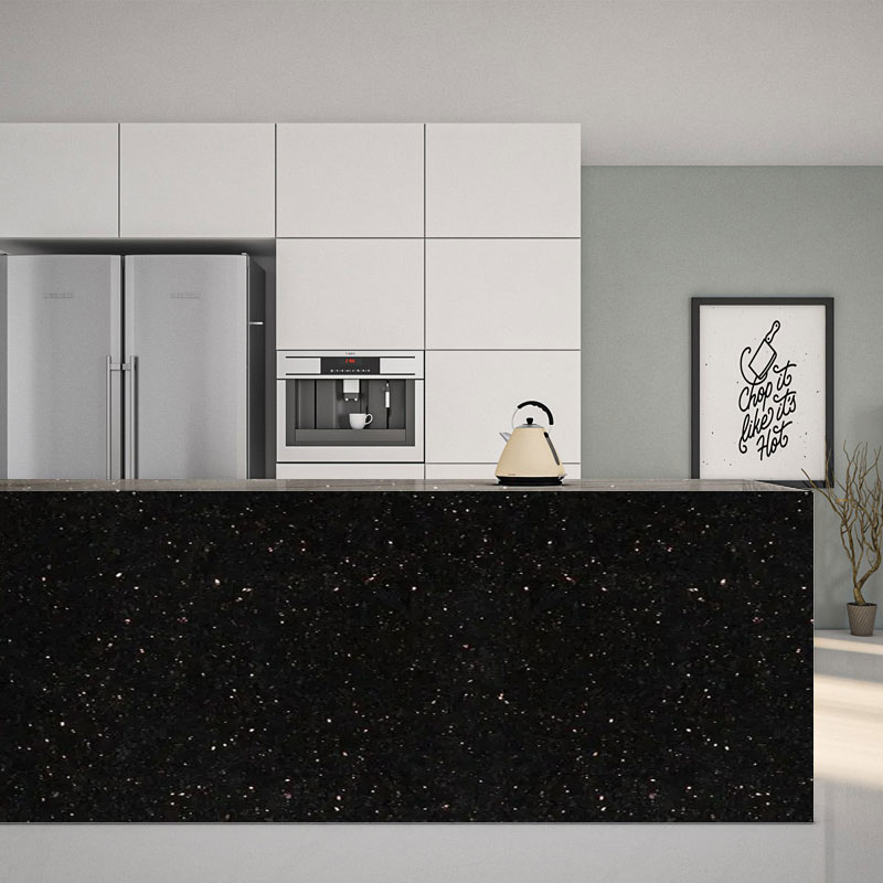 Black Galaxy Granite Kitchen Countertops Tile With Gold Flecks
