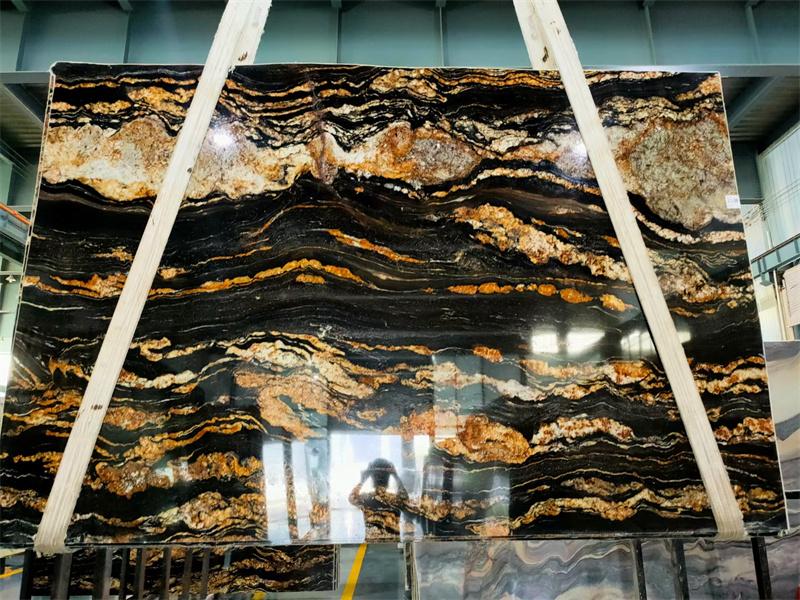 Brazil Cosmic Black Fusion Granite Slab Countertops