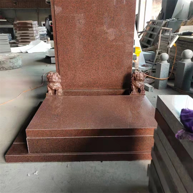 Red Brown Granite Headstone Flamed