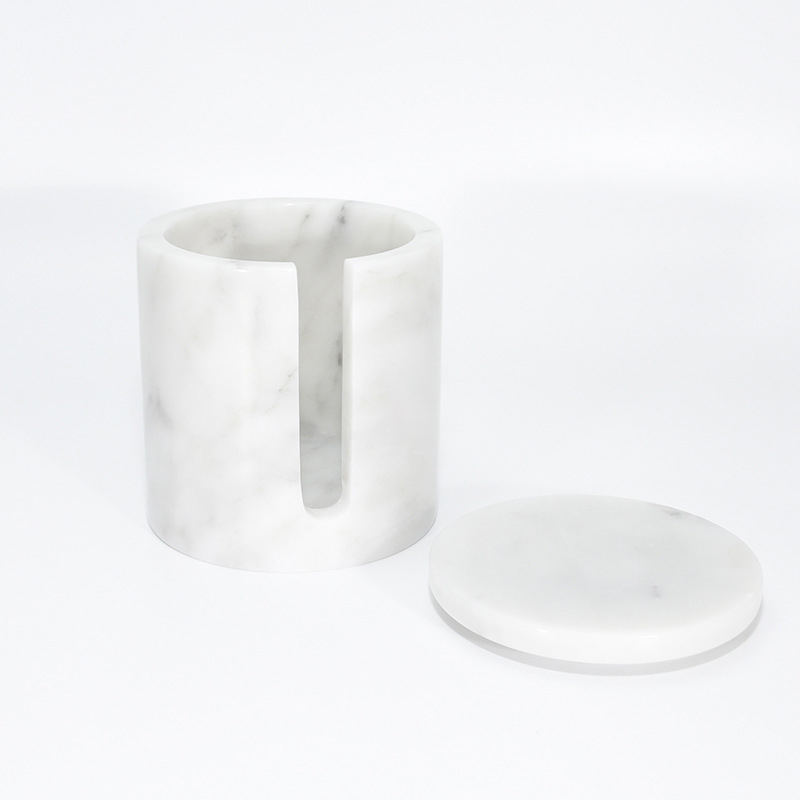 7-character round white marble cup