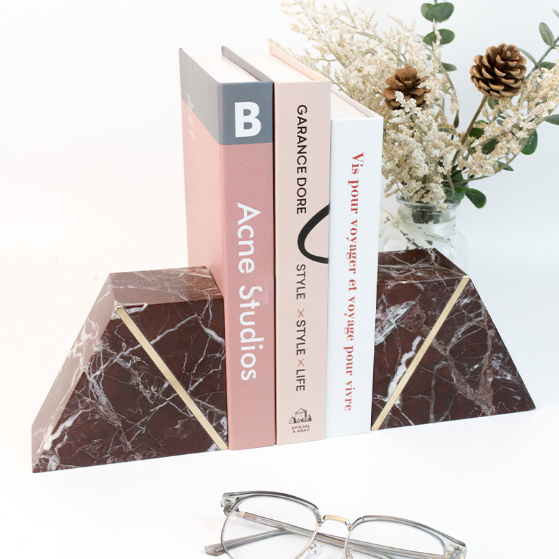 Red vintage marble bookends