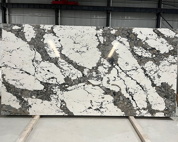 5076 Calacatta Pandora White Quartz Countertops Factory