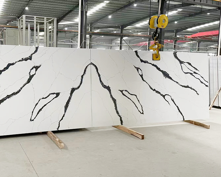5002 Calacatta Prada White Quartz Slabs Factory