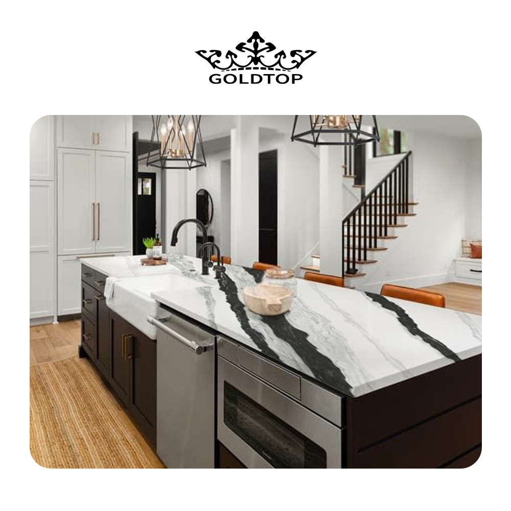 5008 Panda White Calacatta Quartz Slab for Countertops