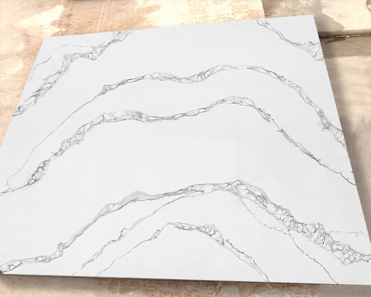 5045 River Valley White Calacatta Quartz With Grey Texture