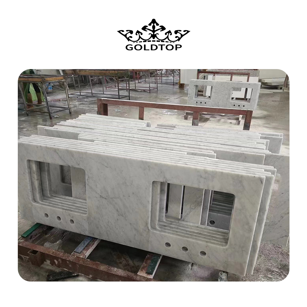 Italy Carrara White Marble Countertop / Bathroom Vanity Tops for Hotel Project