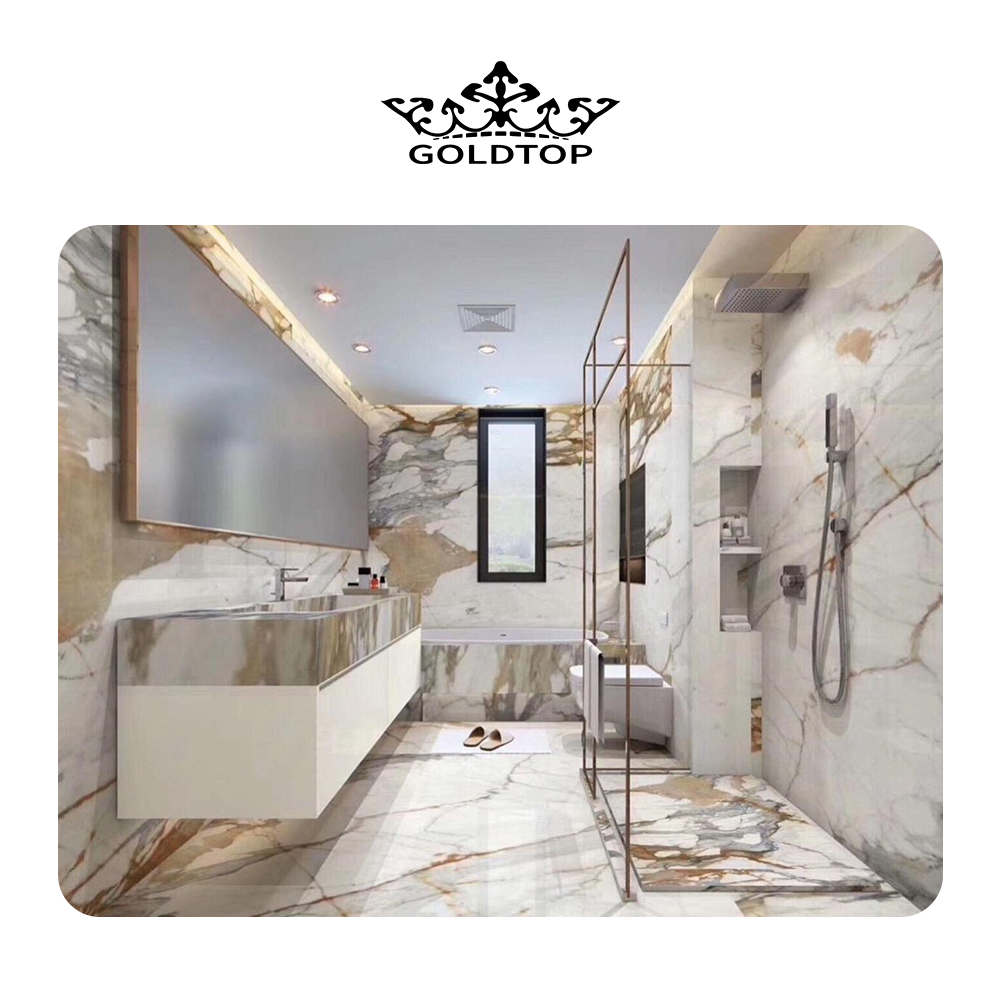 Italy Calacatta Gold Marble Tile For Hotel Bathroom