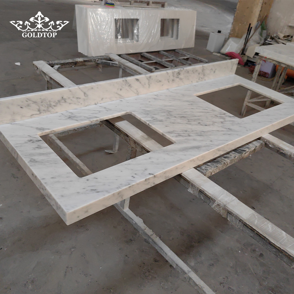 Project Case of Italy Carrara White Marble Vanity Tops for Hotel Project 