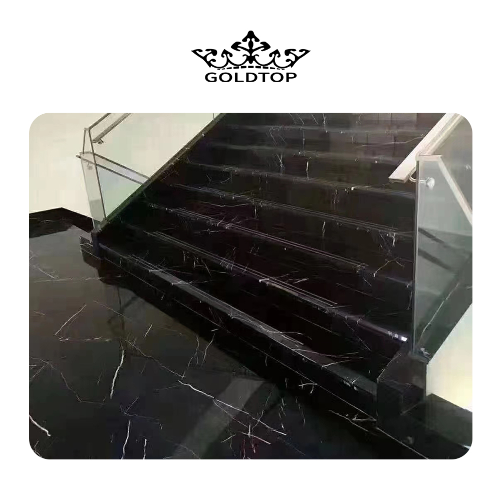 China Black Marquina Marble Tile For Hotel Bathroom