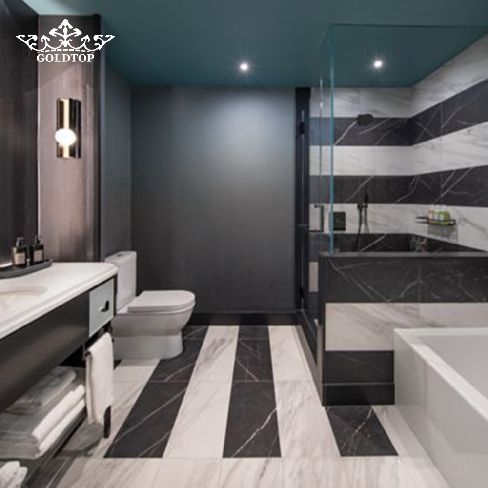 Project Case of Black Marquina Marble for Hotel Bathroom