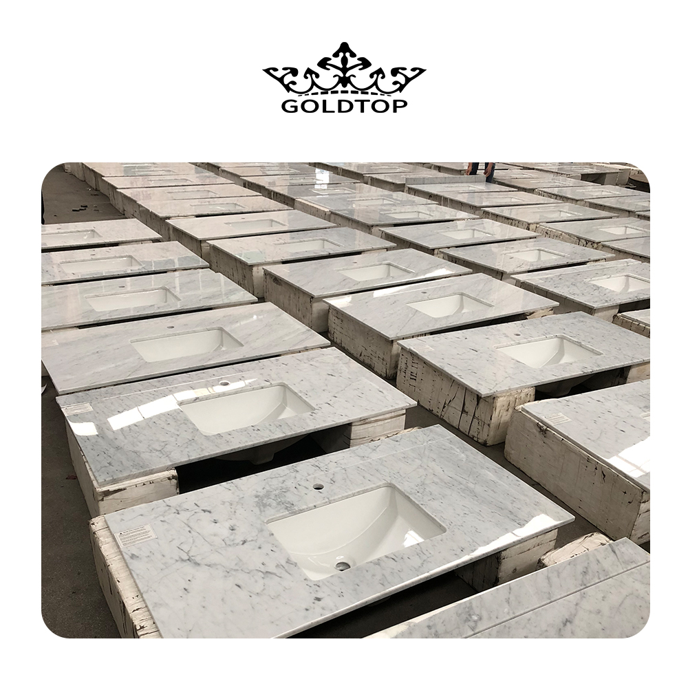 Italy Carrara White Marble Countertop / Bathroom Vanity Tops for Hotel Project