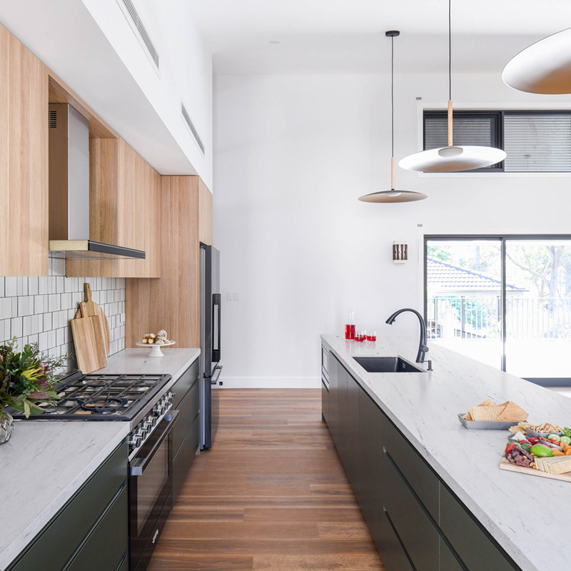 5022 Sphere Calacatta Series Quartz White Countertop With Gray Stripes