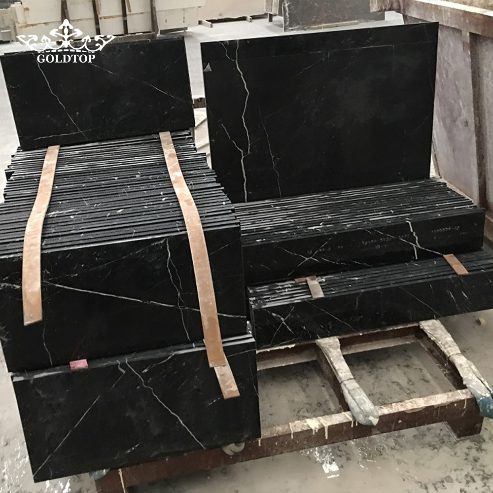 Project Case of Black Marquina Marble for Hotel Bathroom