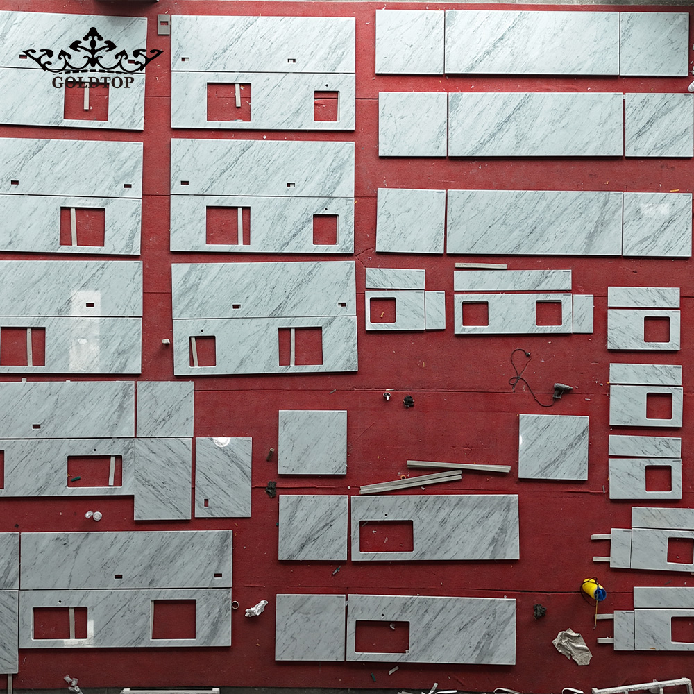 Project Case of Italy Carrara White Marble Vanity Tops for Hotel Project 