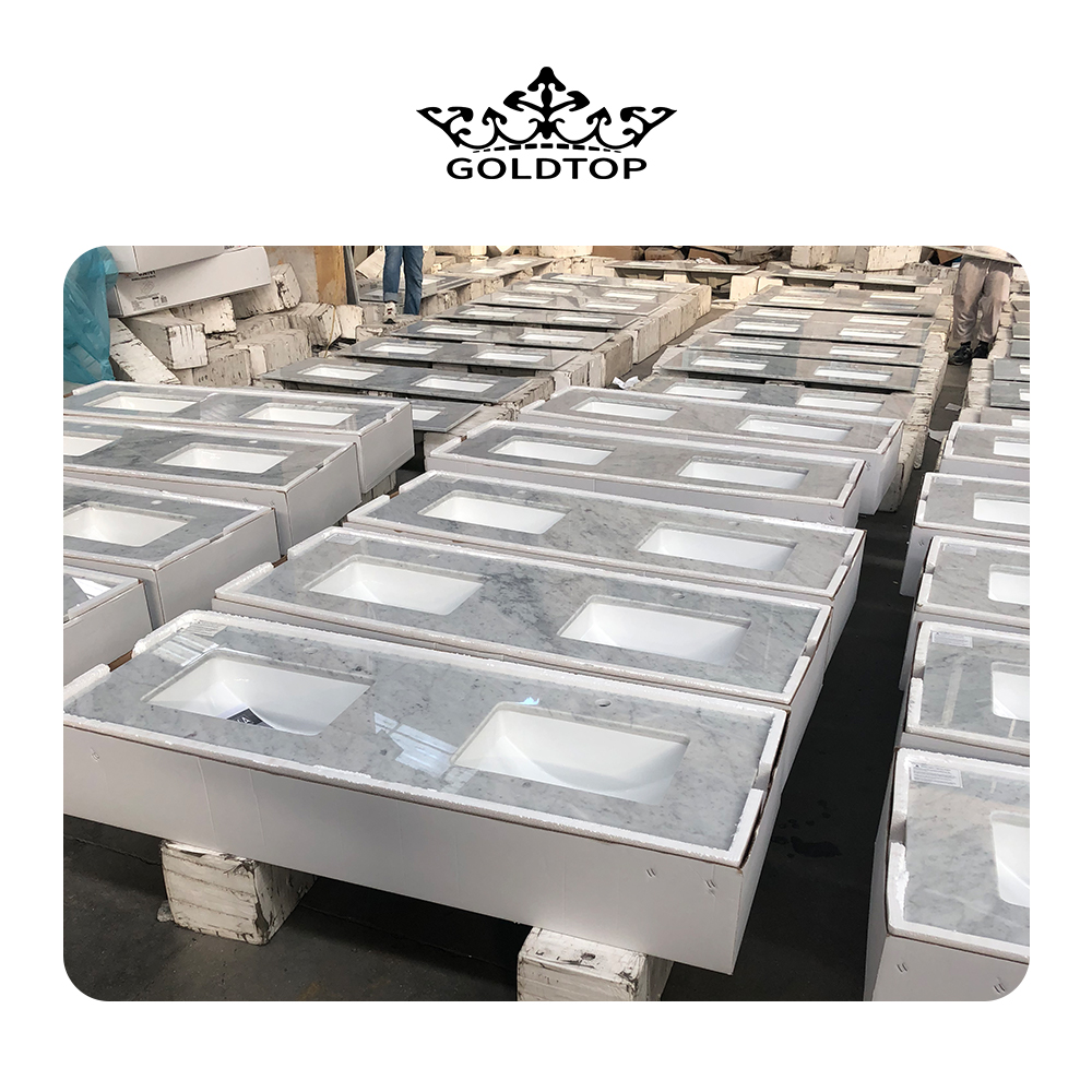 Italy Carrara White Marble Countertop / Bathroom Vanity Tops for Hotel Project