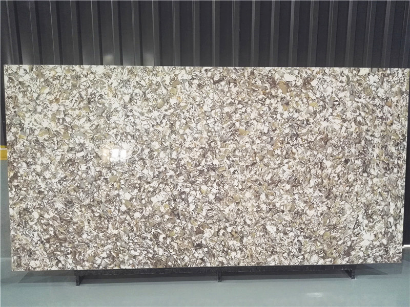 3019 Gold Coast Brown Sparkle Quartz Slabs For Countertops