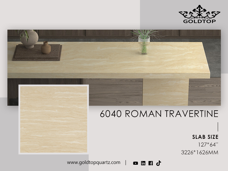 6040 Roman Travertine Quartz Slabs