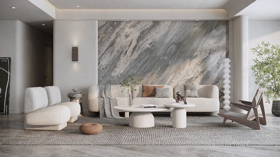 Palissandro Blue Marble wall project