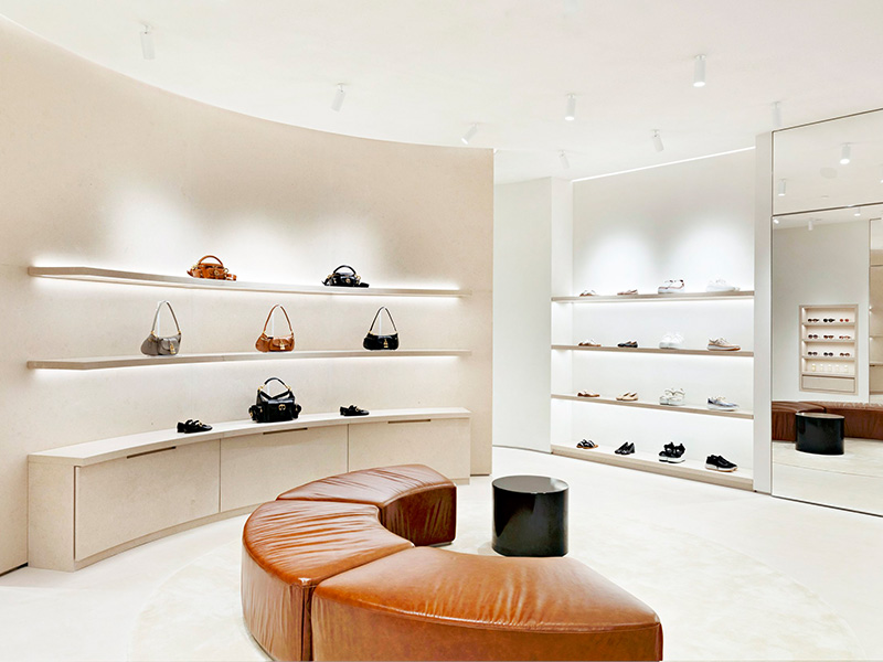 Custom Cream Limestone Curved Display Cabinet for CHLOE BOUTIQUE MANILA