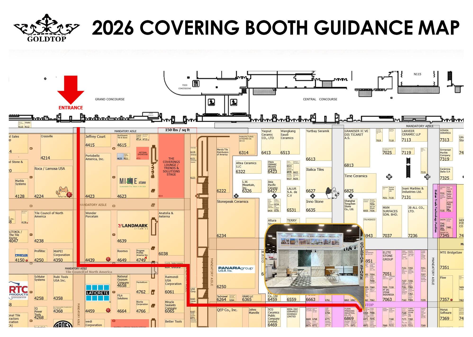 Coverings Exhibition Booth Guide Map of GOLDTOP STONE