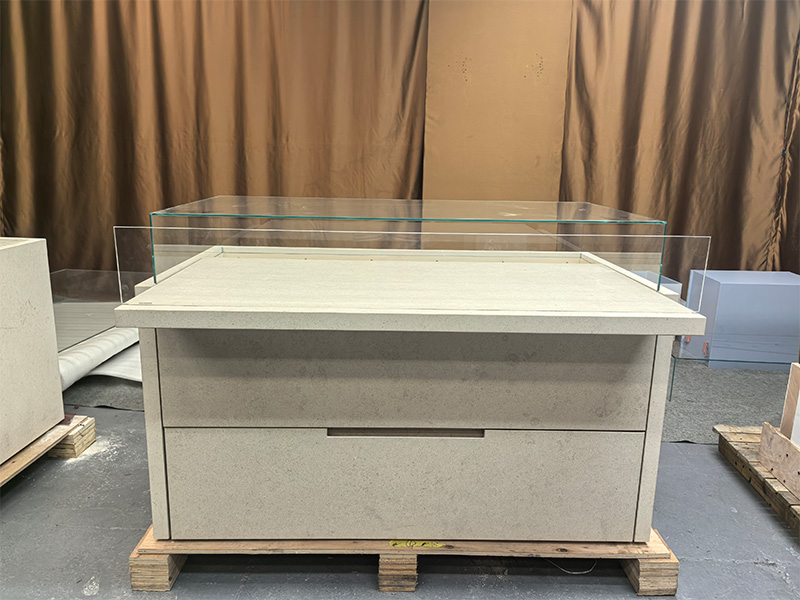 Custom Cream Limestone Curved Display Cabinet for CHLOE BOUTIQUE MANILA