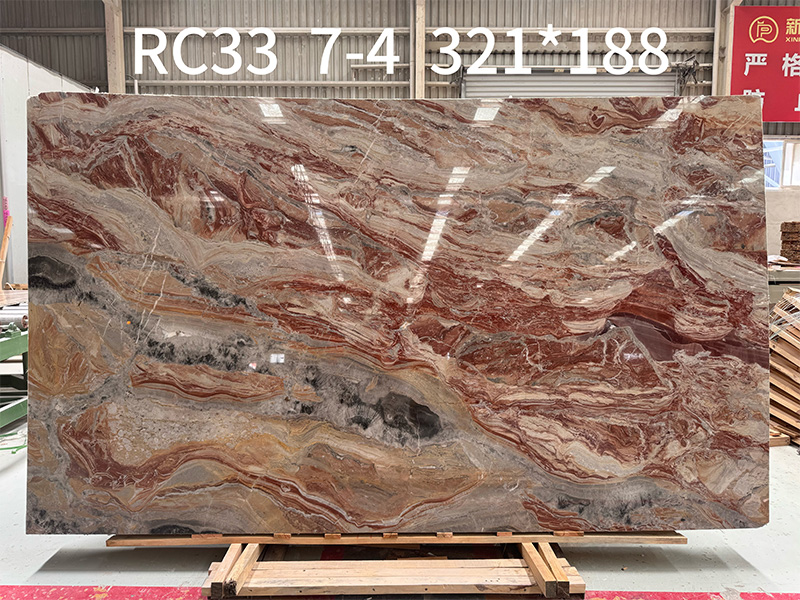 Arabescato Orobico Rosso Red Light Marble Big Slab Natural Stone With Elegant Red And Grey Veins