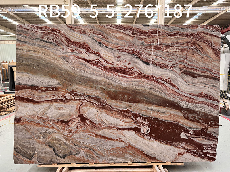 Arabescato Orobico Rosso Red Light Marble Big Slab Natural Stone With Elegant Red And Grey Veins