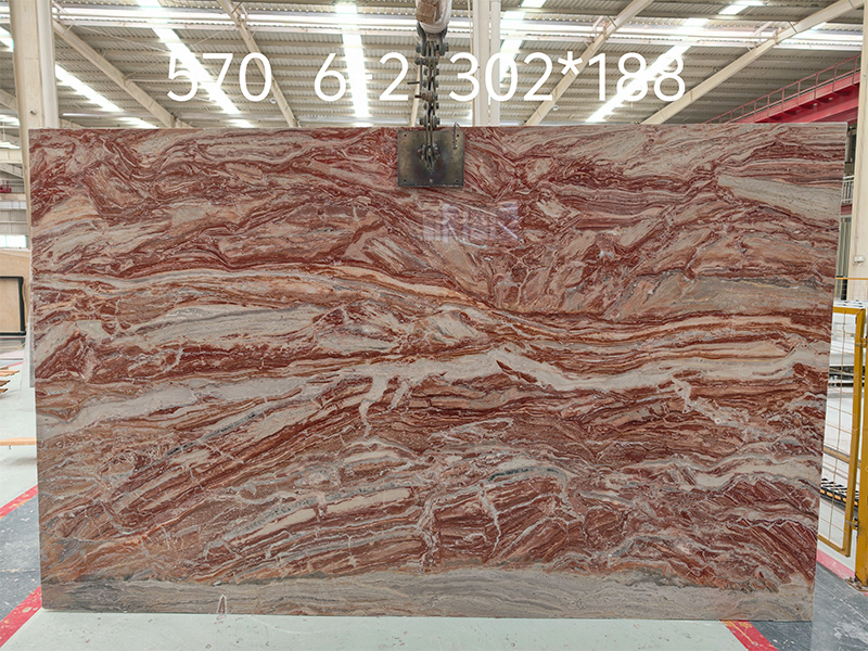 Arabescato Orobico Rosso Red Light Marble Big Slab Natural Stone With Elegant Red And Grey Veins