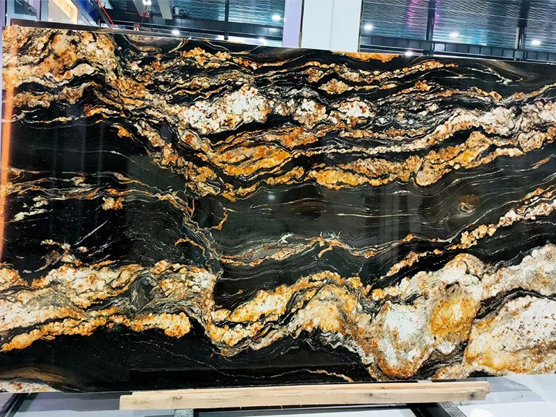 Brazil Cosmic Black Granite Slab for Worktops