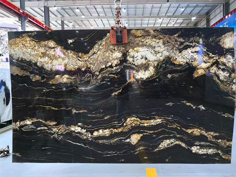 Brazil Cosmic Black Granite Slab for Worktops