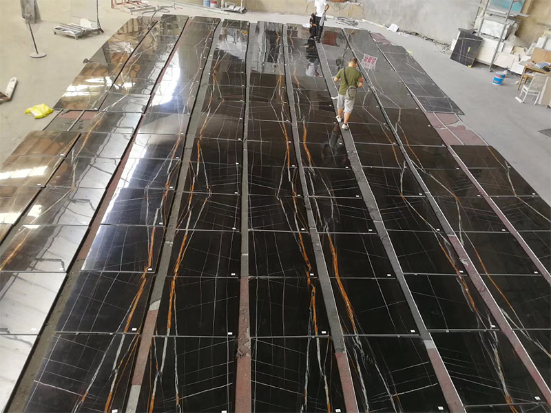 Tunisia Lauren Black Gold Marble Slab for Wall/ Flooring/ Stair