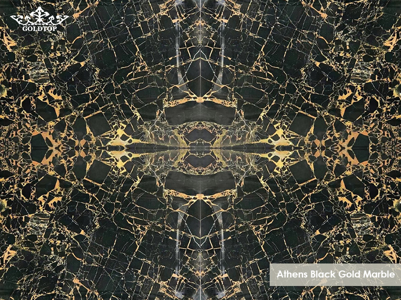Athens Black Gold Marble bookmatch