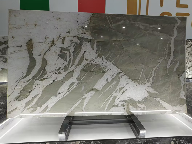 Brazil Green Luxury Stone Moon Ray Quartzite Slab For Benchtops / Worktop