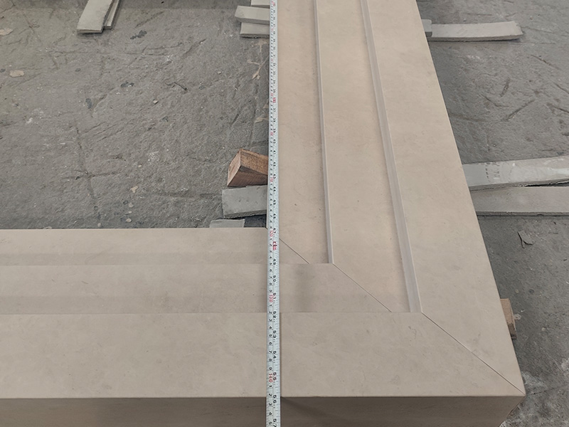 Custom Carved Modern Natural Persiano Limestone Fireplace Facade