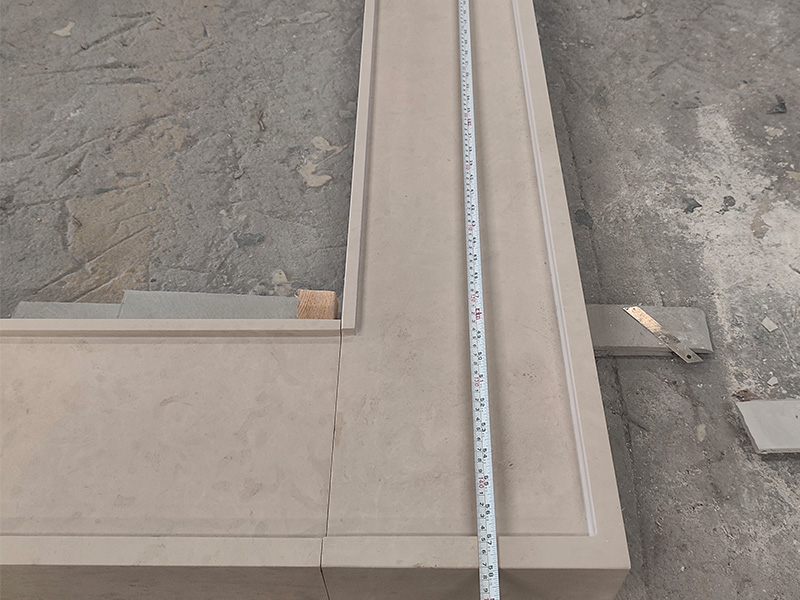 Custom Carved Modern Natural Persiano Limestone Fireplace Facade