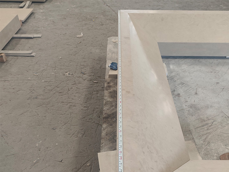 Custom Carved Modern Natural Persiano Limestone Fireplace Facade